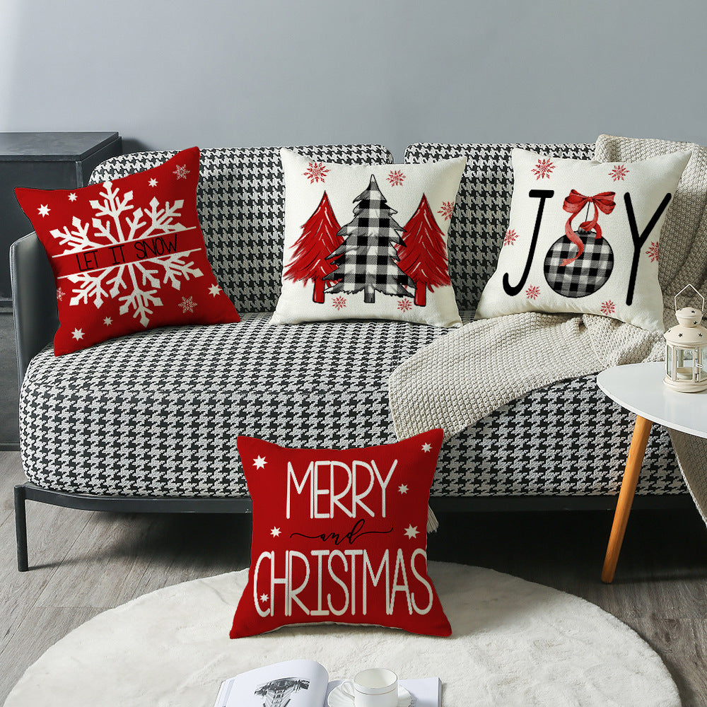 Christmas Pillow Red Christmas Tree Snowflake Home Decoration Pillow Set