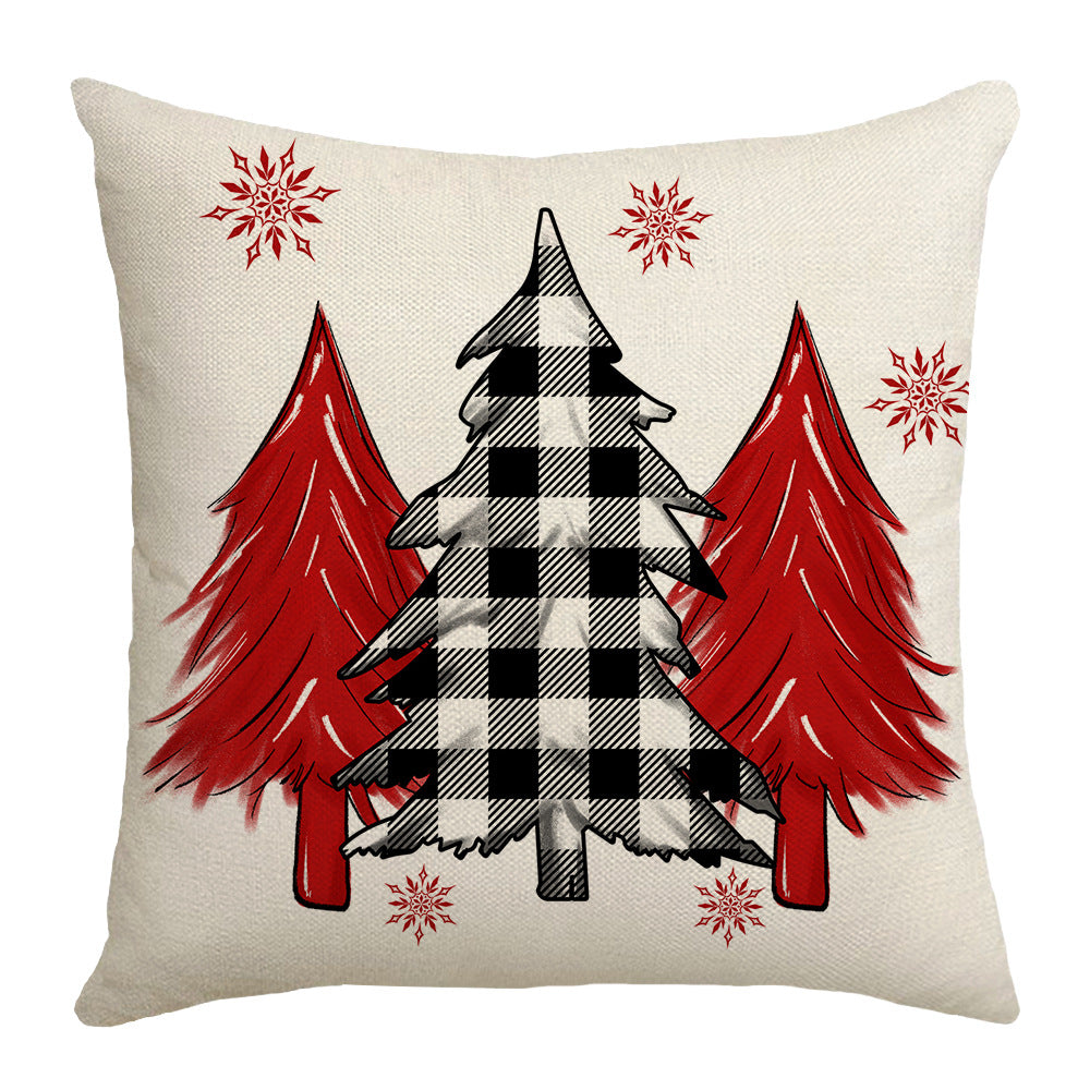 Christmas Pillow Red Christmas Tree Snowflake Home Decoration Pillow Set